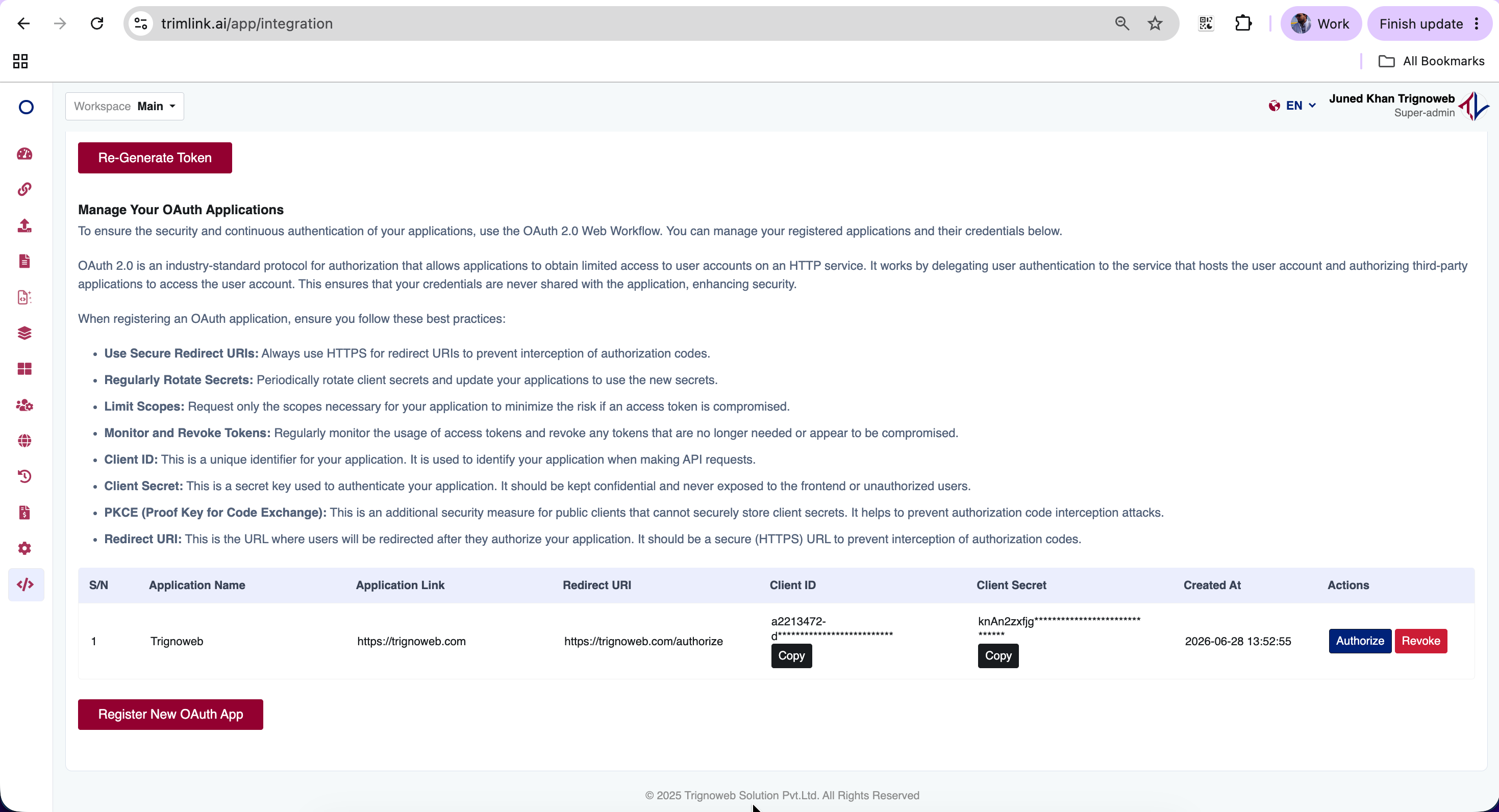 Register OAuth App Token