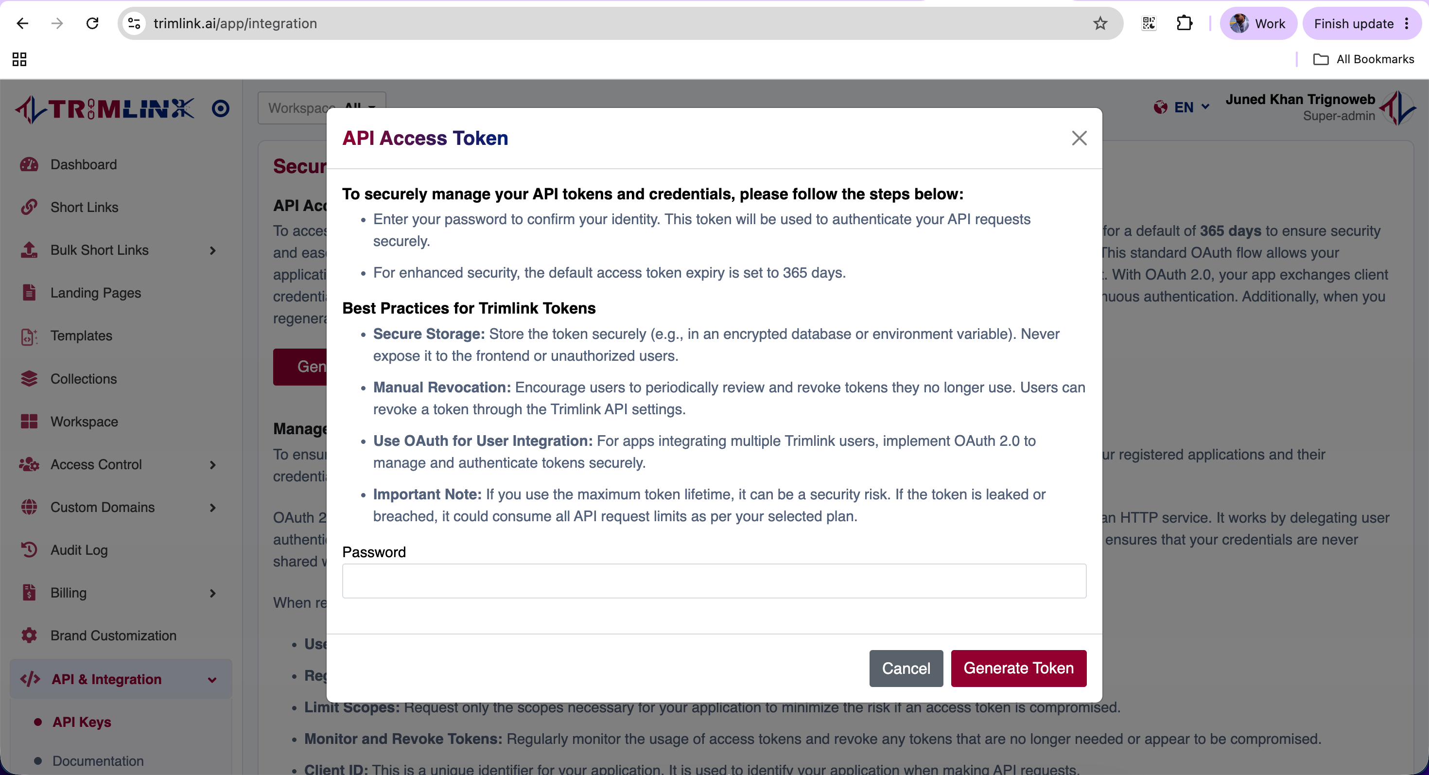 Generate API Access Token