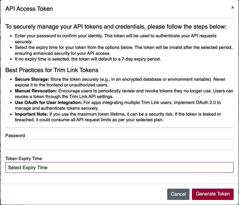 Generate API Token