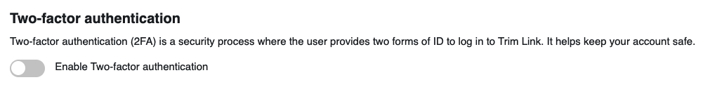 Enable 2FA from Profile