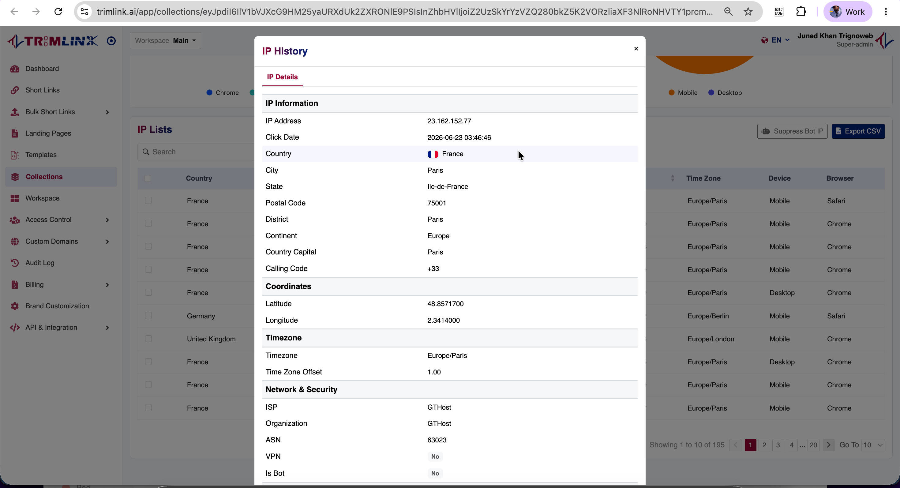 List Collection settings panel