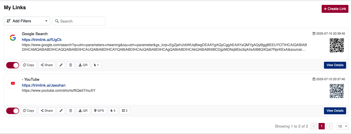 Create Link Form Preview